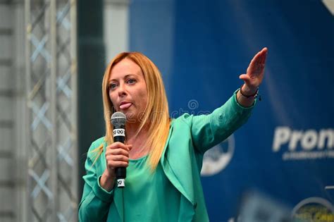 Giorgia Meloni Leader Of Fratelli D Italia Party During Electoral Rally