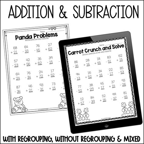 2 Digit Addition And Subtraction Worksheets With And Without Regrouping