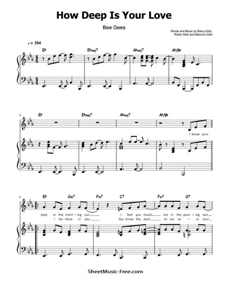 How Deep Is Your Love Piano Sheet Music Bee Gees ♪ Sheetmusic Freecom