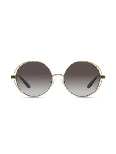 Tory Burch 56mm Gradient Round Sunglasses In Shiny Gold Modesens