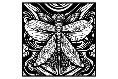 Black Square Line Art Of Dragonfly Graphic By Arief Sapta Adjie II