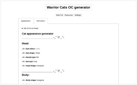 Warrior Cats OC generator