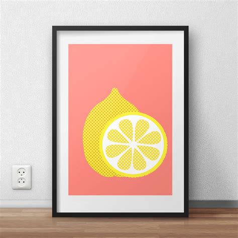 Lemon Print Lemon Wall Art Citrus Print Lemon Poster