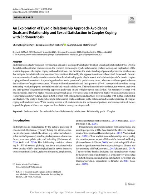 An Exploration Of Dyadic Relationship Approach Avoidance Goals And