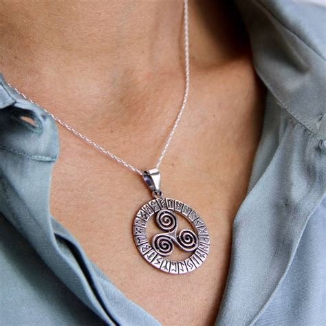 Sterling Silver Celtic Triple Spiral Necklace By Gaamaa