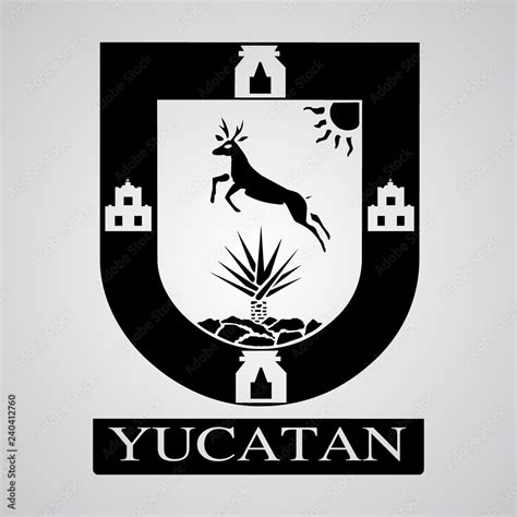 Silhouette Of Yucatan Coat Of Arms Mexican State Vector Illustration