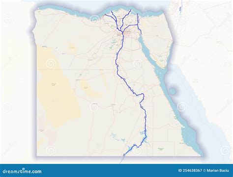 Physical Map Of The Country Of Egypt Colored Stock Illustration