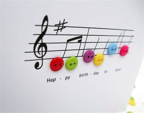 Happy Birthday Music Card Birthday Card with Button Notes | Etsy