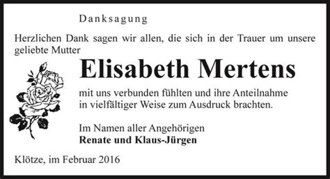 Traueranzeigen Von Elisabeth Mertens Abschied Nehmen De