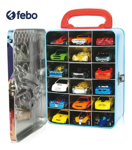 Porta Autos De Metal Hot Wheels Mattel Para Unidades Lata Febo