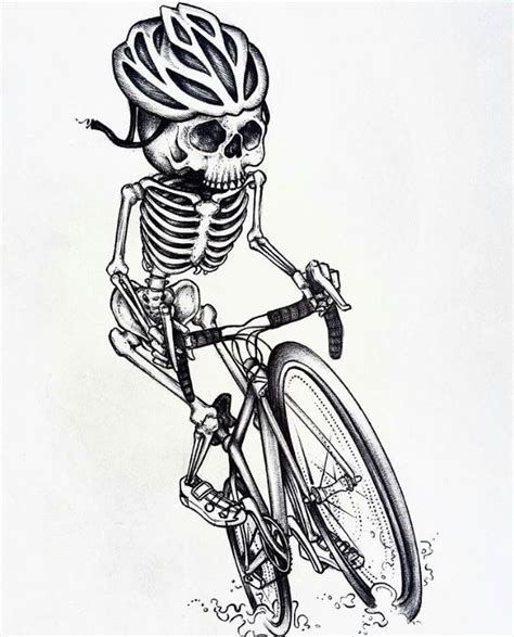 Skeleton Riding Bike Tattoo