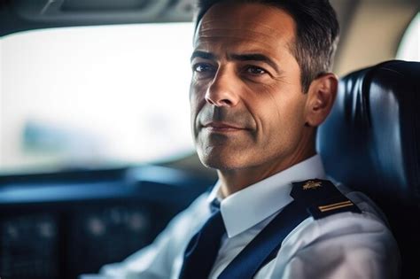 Premium AI Image Cropped Shot Of A Handsome Mature Pilot Sitting In
