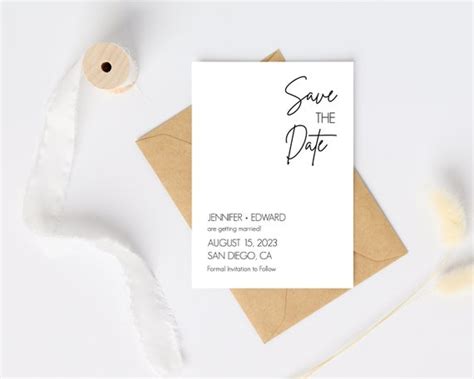 Minimalist Save The Date Template Classic Save The Date Etsy