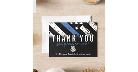 Police Blue Line American Flag First Responder Thank You Card Zazzle