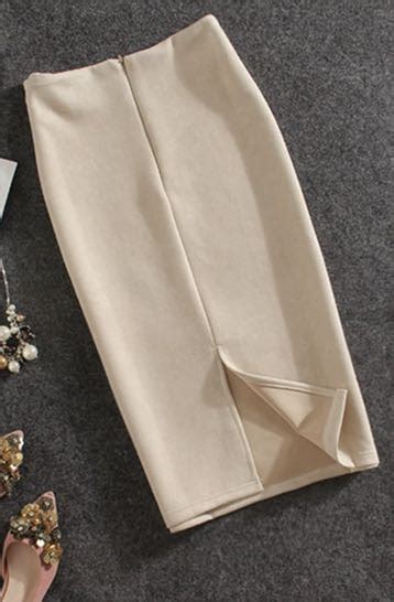 Suede MIDI Pencil Skirt In Nude Women S Fashion Bottoms Skirts On Carousell