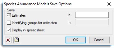 Species Abundance Models Save Options Genstat V