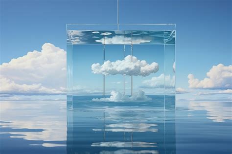 Premium Photo Clear Shaped Box Floating Above Water Tranquil