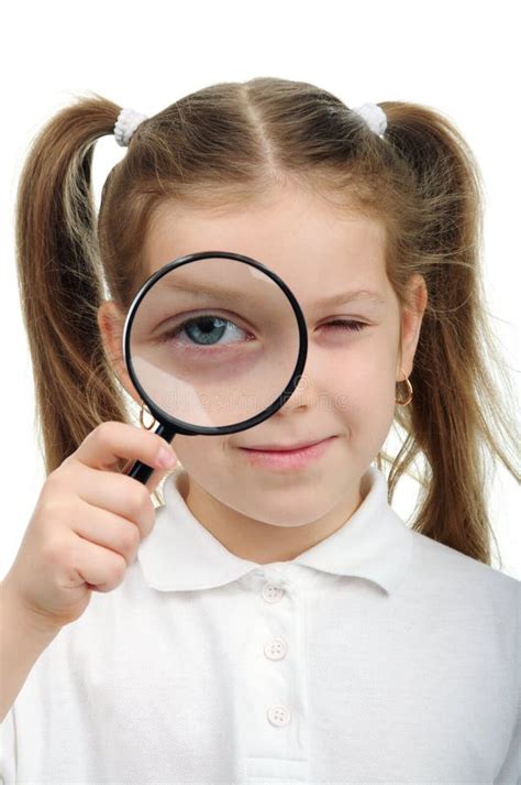 Girl With Magnifying Glass Stock Photo Image Of Discovery 36463922