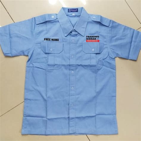 Jual Kemeja Prabowo Gibran Biru Muda Pdh Pdl Lengan Pendek Pria Full