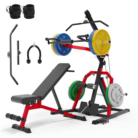 Amazon.com : GMWD Leverage Gym, Lever Gym with Red Weight Bench, 2055LB