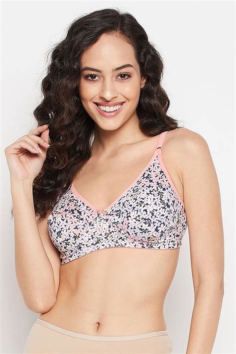 Buy Non Padded Non Wired Full Cup Floral Print Bra In Navy Cotton Online India Best Prices