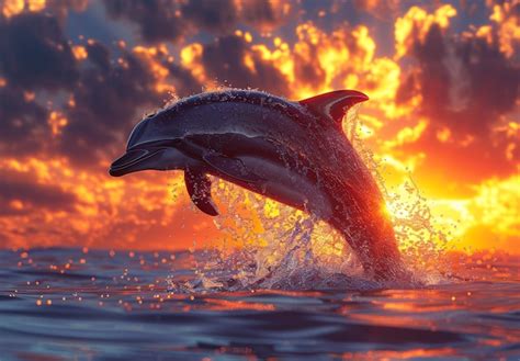 Premium Photo Dolphins Jumping In The Sea At Sunset