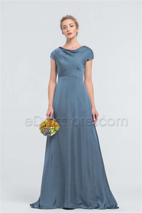 Modest Periwinkle Bridesmaid Dresses