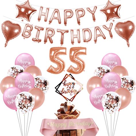 55th Birthday Decorations Birthday Party Supplies Rose Gold Etsy