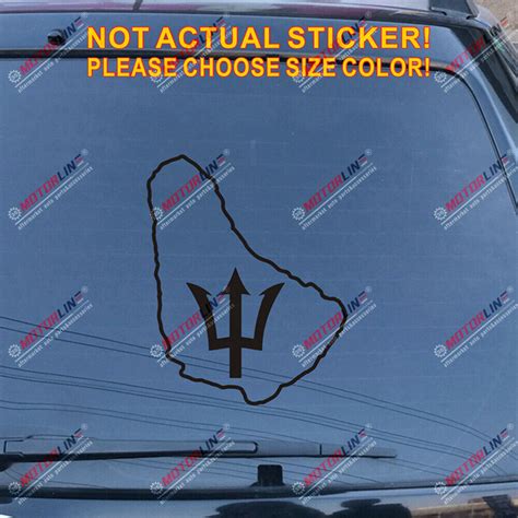 Trident Barbados Flag Map Decal Sticker Car Vinyl Outline Pick Size