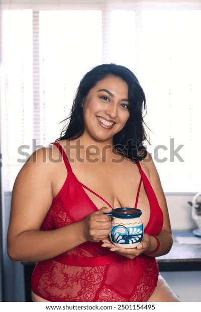 Sensual Brunette Latina Plus Size Female Stock Photo
