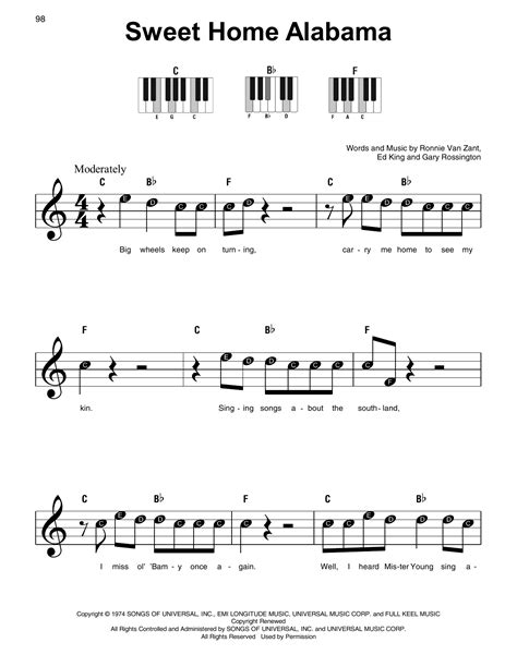 Sweet Home Alabama By Lynyrd Skynyrd Ed King Digital Sheet Music For 0de