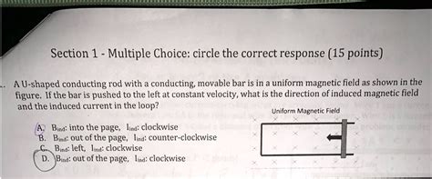 SOLVED Section 1 Multiple Choice Circle The Correct Response 15