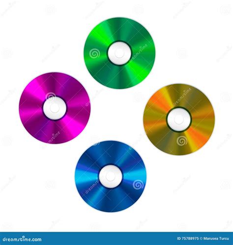 Four Colored Compact Discs Stock Illustration Illustration Of Burn