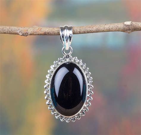 Black Onyx Pendant Sterling Silver Pretty Pendant Promise Pendant