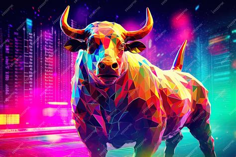 Premium Photo Crypto Bull In Front Of A Stock Chart