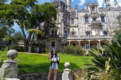 Sintra Portugal September Tourist In Front Of Quinta Da