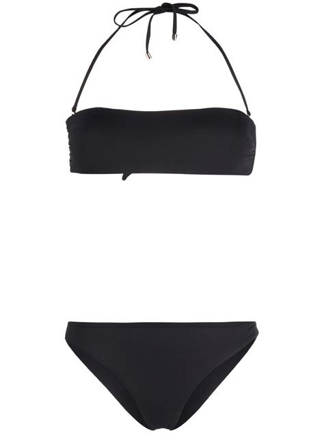 Manokhi Halterneck Bandeau Style Bikini Set Black Farfetch Uk