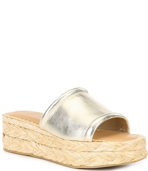 Dolce Vita Chavi Metallic Leather Platform Espadrille Wedge Sandals Dillards