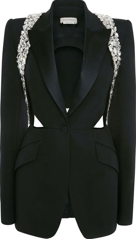 Alexander McQueen Slashed Crystal Shard Harness Jacket ShopStyle Blazers