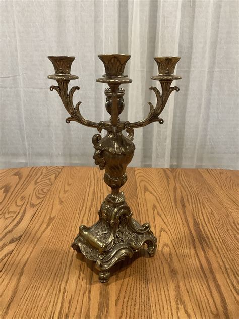 Vtg Antique Brass Italian Brevettato Baroque Candelabra 5 Candle Holder