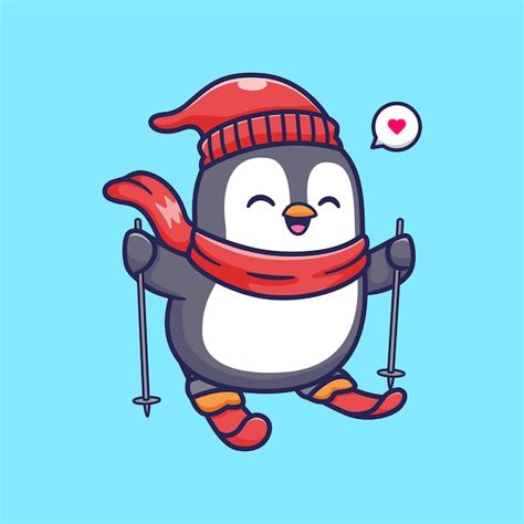 Pinguim bonitinho jogando gelo ilustração do ícone dos desenhos