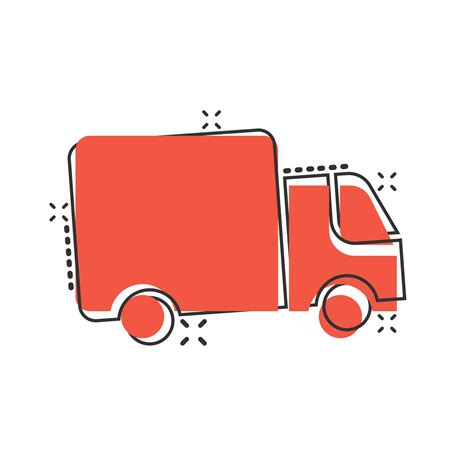 Delivery truck icon in comic style. Van cartoon vector illustration on ...