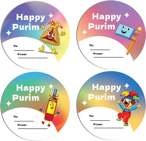 Purim Labels For Purim Mishloach Manot Boxes Round Happy