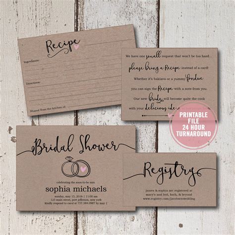 Bridal Shower Invitation Printable Suite Rustic Wedding Shower Invite