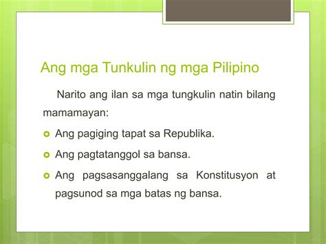 Ang Mga Tungkulin Ng Mga Pilipino Ppt