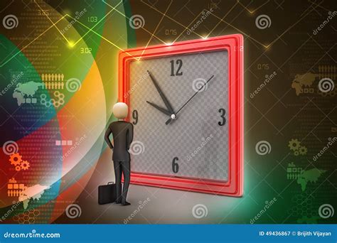 3d Man Watching The Clock Stock Illustration Illustration Of Hand