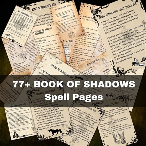 77 Witchcraft Spell Book Pages, Book of Shadows, Witchy, Wicca Book ...