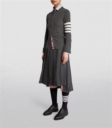 Womens Thom Browne Grey Pleated Midi Skirt Harrods Uk