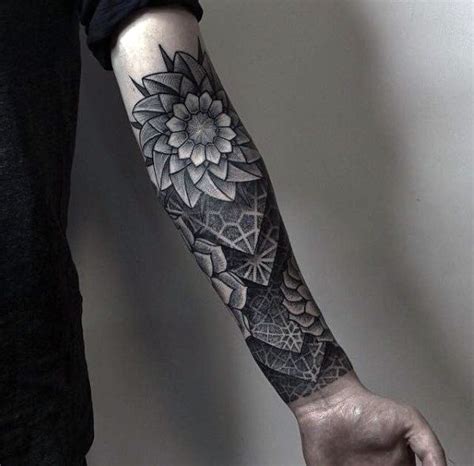 Geometric D Half Forearm Guys Sleeve Tattoo Half Sleeve Tattoos For