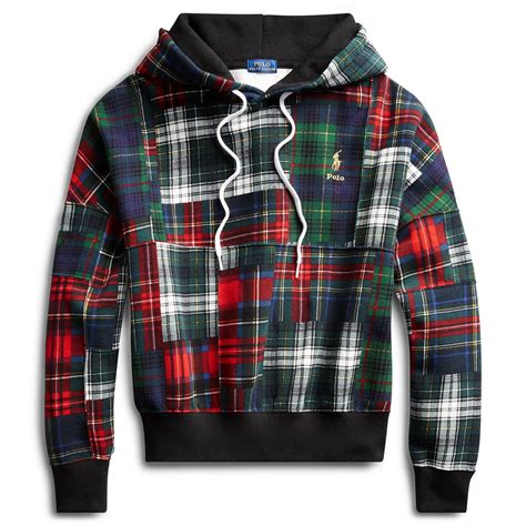 Ralph Lauren Plaid Patchwork Fleece Hoodie Lyst